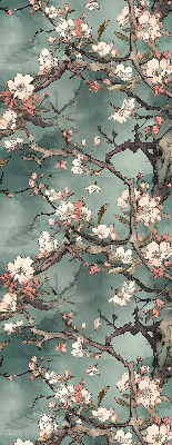 Rolgordijn voor het raam Bloemen aan de boom