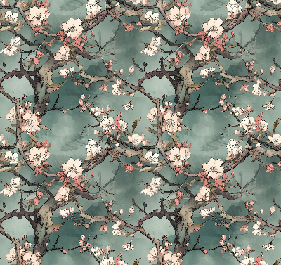 Rolgordijn voor het raam Bloemen aan de boom