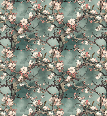 Rolgordijn voor het raam Bloemen aan de boom