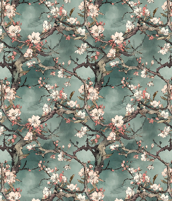 Rolgordijn voor het raam Bloemen aan de boom