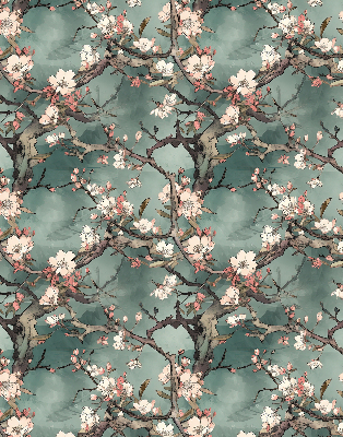 Rolgordijn voor het raam Bloemen aan de boom