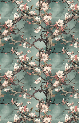 Rolgordijn voor het raam Bloemen aan de boom