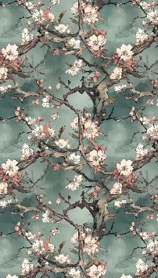 Rolgordijn voor het raam Bloemen aan de boom