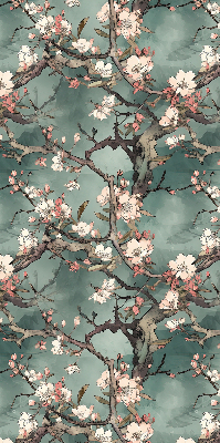 Rolgordijn voor het raam Bloemen aan de boom