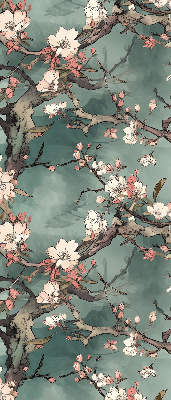 Rolgordijn voor het raam Bloemen aan de boom