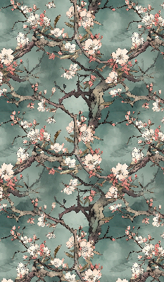 Rolgordijn voor het raam Bloemen aan de boom