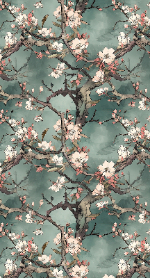 Rolgordijn voor het raam Bloemen aan de boom