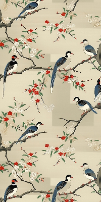 Rolgordijn voor het raam Vogels op een boom