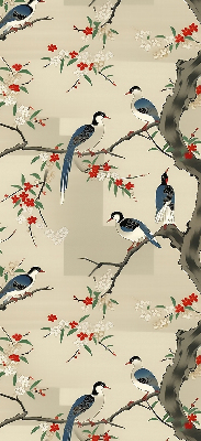 Rolgordijn voor het raam Vogels op een boom