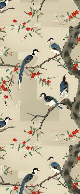 Rolgordijn voor het raam Vogels op een boom