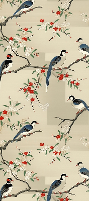 Rolgordijn voor het raam Vogels op een boom