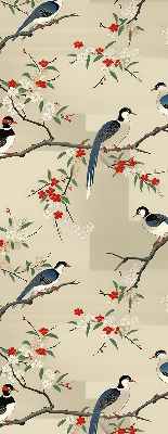 Rolgordijn voor het raam Vogels op een boom