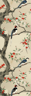 Rolgordijn voor het raam Vogels op een boom