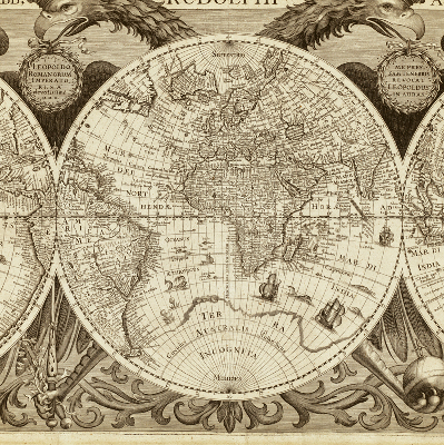 Rolgordijn verduisterend Oude wereldkaart