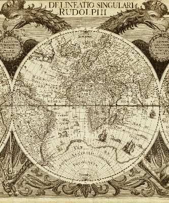 Rolgordijn verduisterend Oude wereldkaart