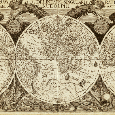 Rolgordijn verduisterend Oude wereldkaart