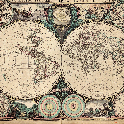 Rolgordijn voor het raam Wereldkaart