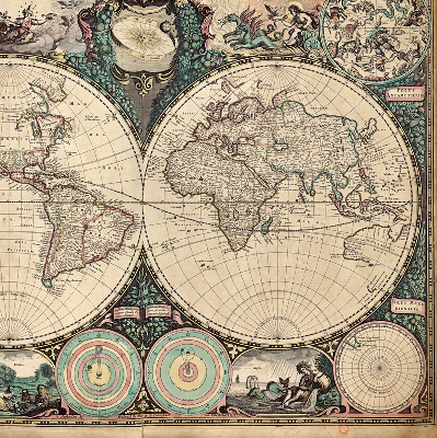 Rolgordijn voor het raam Wereldkaart