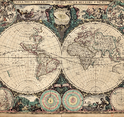 Rolgordijn voor het raam Wereldkaart