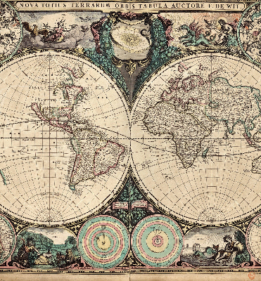 Rolgordijn voor het raam Wereldkaart