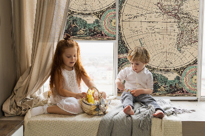 Rolgordijn voor het raam Wereldkaart