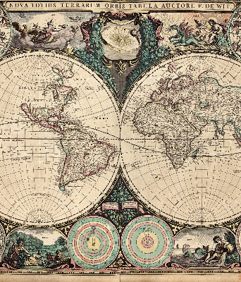 Rolgordijn voor het raam Wereldkaart