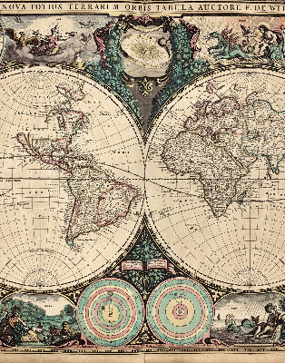 Rolgordijn voor het raam Wereldkaart