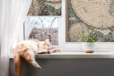 Rolgordijn voor het raam Wereldkaart