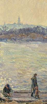 Rolgordijn verduisterend Mensen op het water