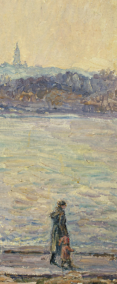 Rolgordijn verduisterend Mensen op het water