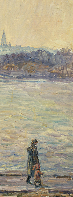 Rolgordijn verduisterend Mensen op het water