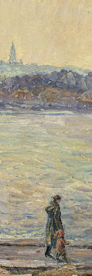 Rolgordijn verduisterend Mensen op het water