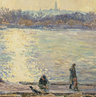 Rolgordijn verduisterend Mensen op het water