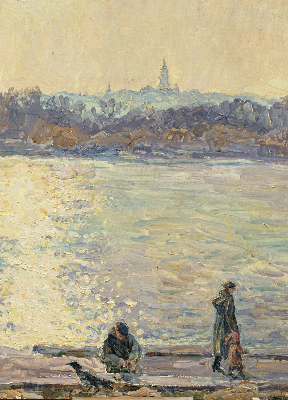 Rolgordijn verduisterend Mensen op het water