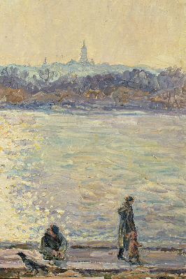 Rolgordijn verduisterend Mensen op het water