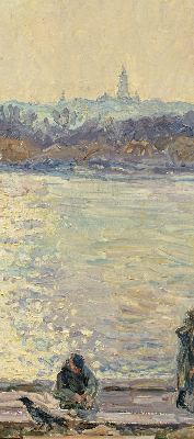 Rolgordijn verduisterend Mensen op het water