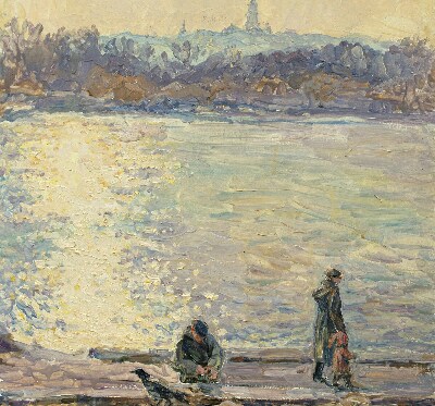 Rolgordijn verduisterend Mensen op het water