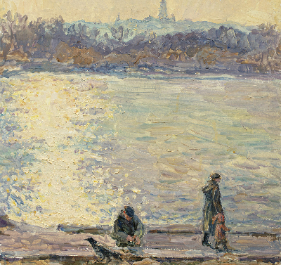 Rolgordijn verduisterend Mensen op het water