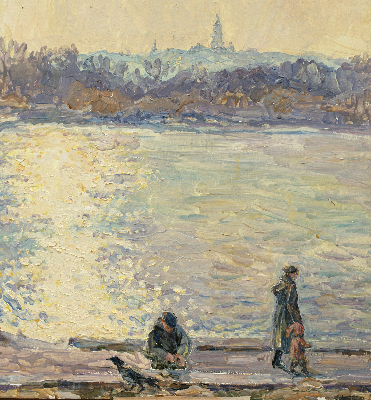 Rolgordijn verduisterend Mensen op het water