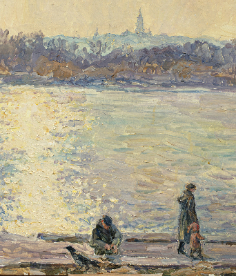 Rolgordijn verduisterend Mensen op het water