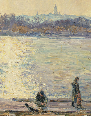 Rolgordijn verduisterend Mensen op het water