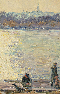 Rolgordijn verduisterend Mensen op het water