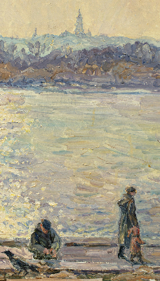 Rolgordijn verduisterend Mensen op het water