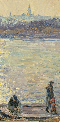 Rolgordijn verduisterend Mensen op het water