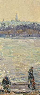 Rolgordijn verduisterend Mensen op het water