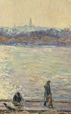 Rolgordijn verduisterend Mensen op het water