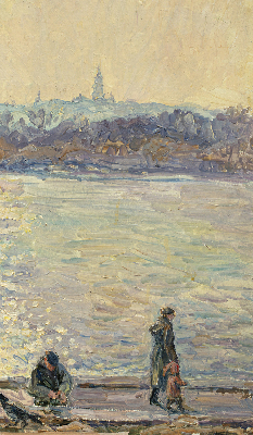 Rolgordijn verduisterend Mensen op het water