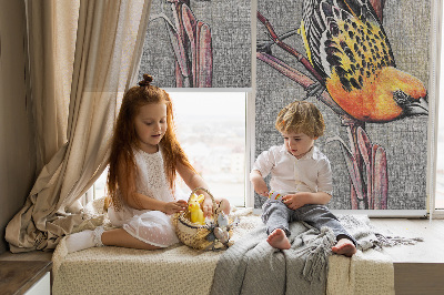 Rolgordijn voor het raam Een vogel op een tak