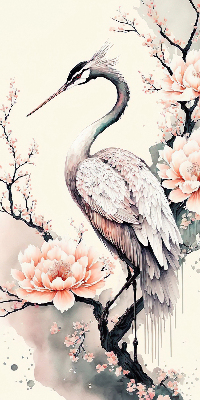 Rolgordijn voor het raam Reiger in bloemen