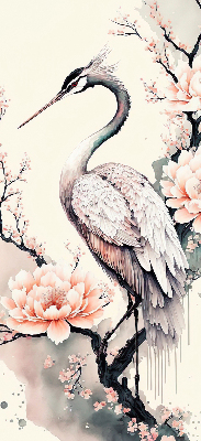 Rolgordijn voor het raam Reiger in bloemen